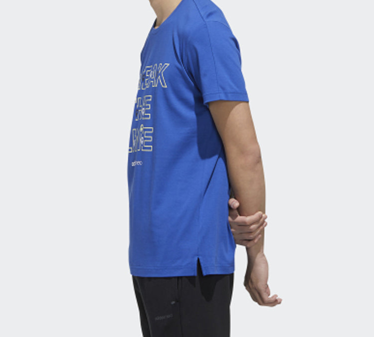 adidas neo Round Neck Sports Short Sleeve Blue GE5501