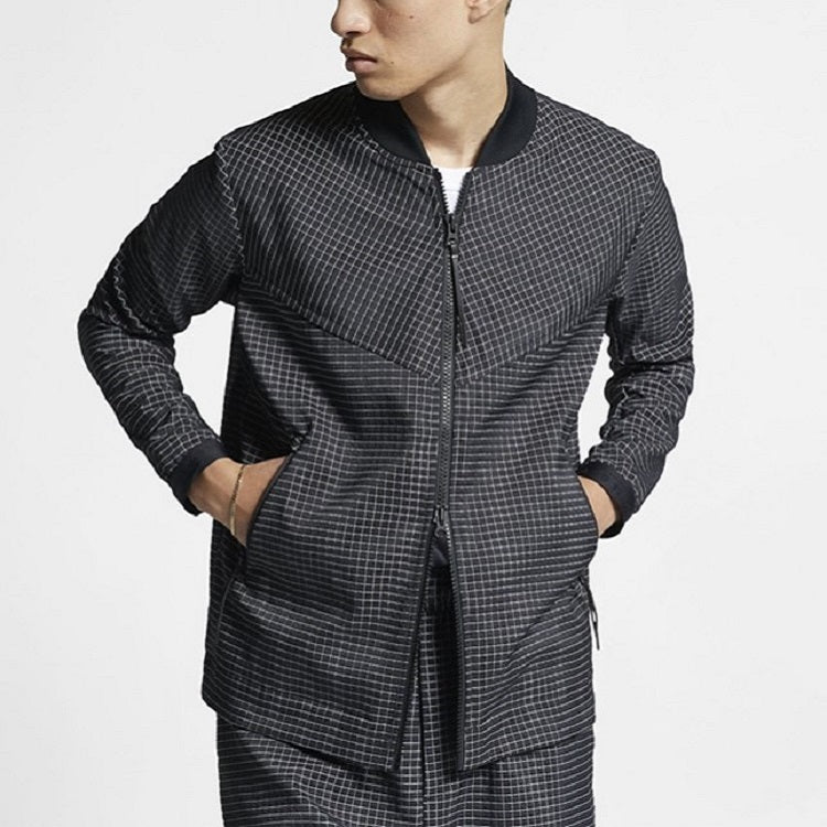 Nike Athleisure Casual Sports mesh Stand Collar Woven Jacket Black AR1579-010