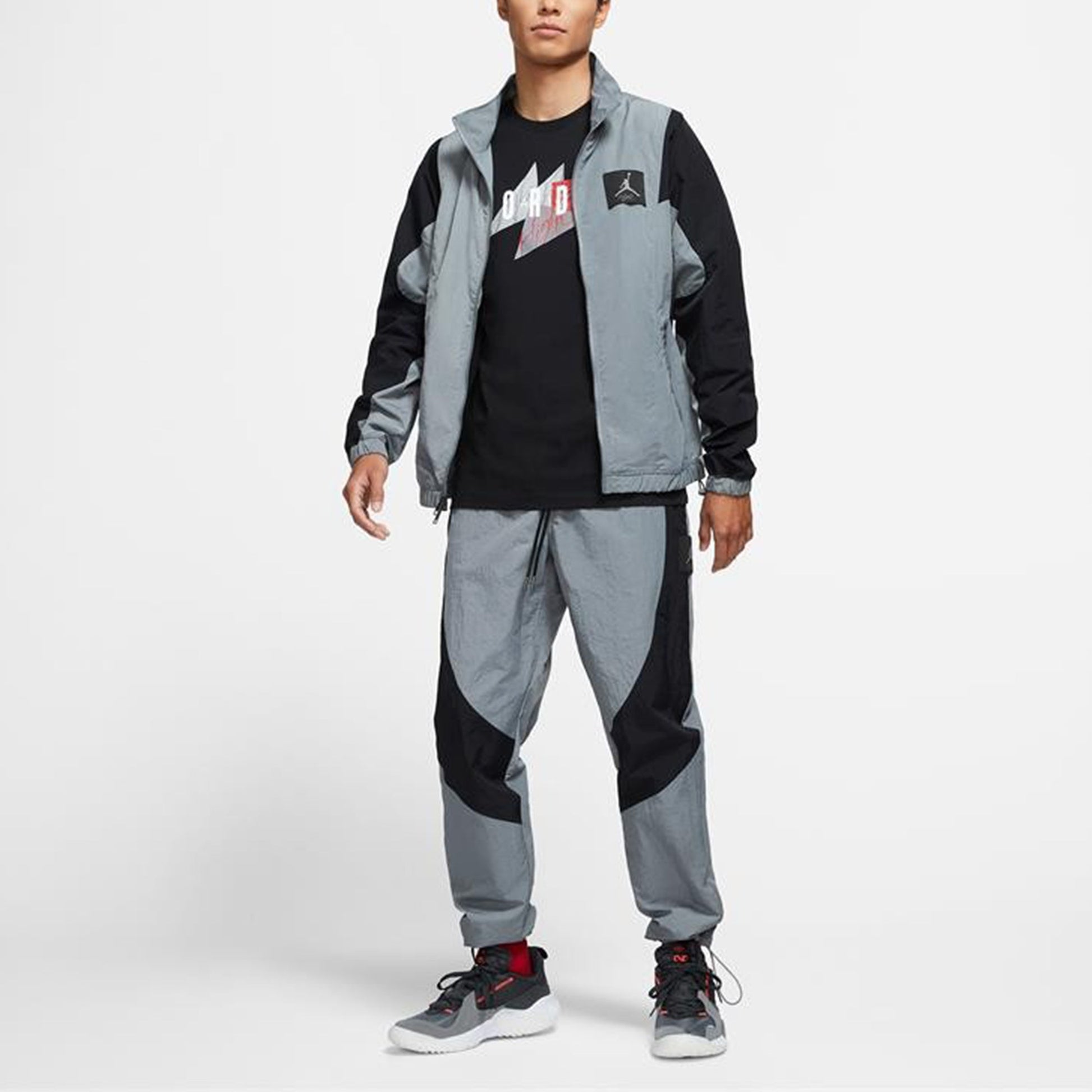 Men's Air Jordan Flight Contrasting Colors Breathable Drawstring Sports Pants/Trousers/Joggers Autumn Gray CV3175-084