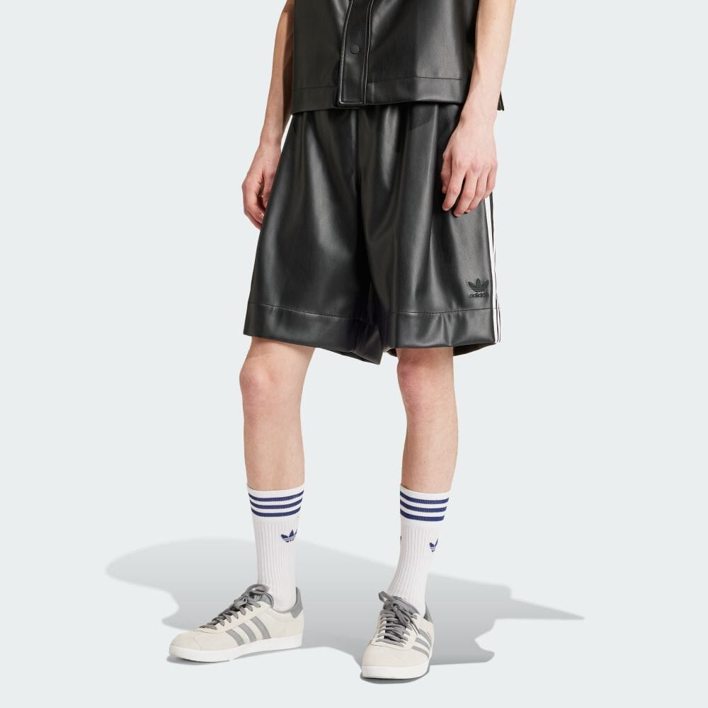 adidas Faux Leather Adicolor 3-Stripes Shorts Asia Sizing 'Black' IZ4043