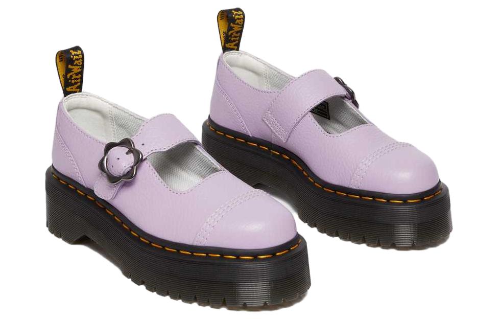 (WMNS) Dr. Martens Addina Flower Buckle Leather Platform Shoes 'Lilac' 30805308