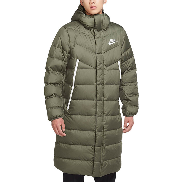 Nike Casual Sports mid-length hooded down Jacket Green CU0281-380