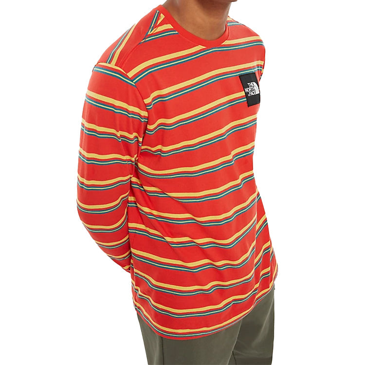 Men's THE NORTH FACE Stripe Printing Long Sleeves Tops Red NF0A4C9ICH8S