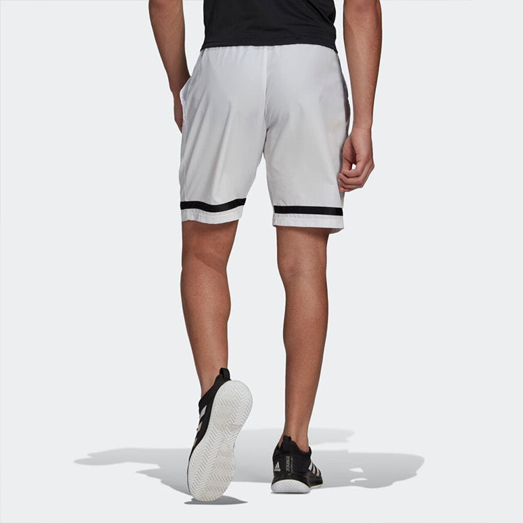 Men's adidas Contrasting Colors Stripe Logo Straight Casual Shorts White GL5399