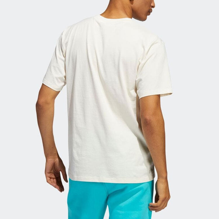Men's adidas Alphabet Pattern Printing Round Neck Pullover Short Sleeve Japanese Version White T-Shirt HC2139