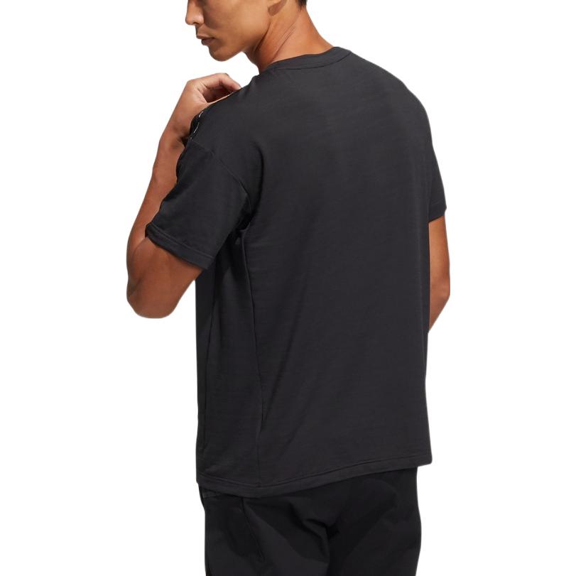 adidas Solid Color Breathable Logo Round Neck Short Sleeve Black HE9940