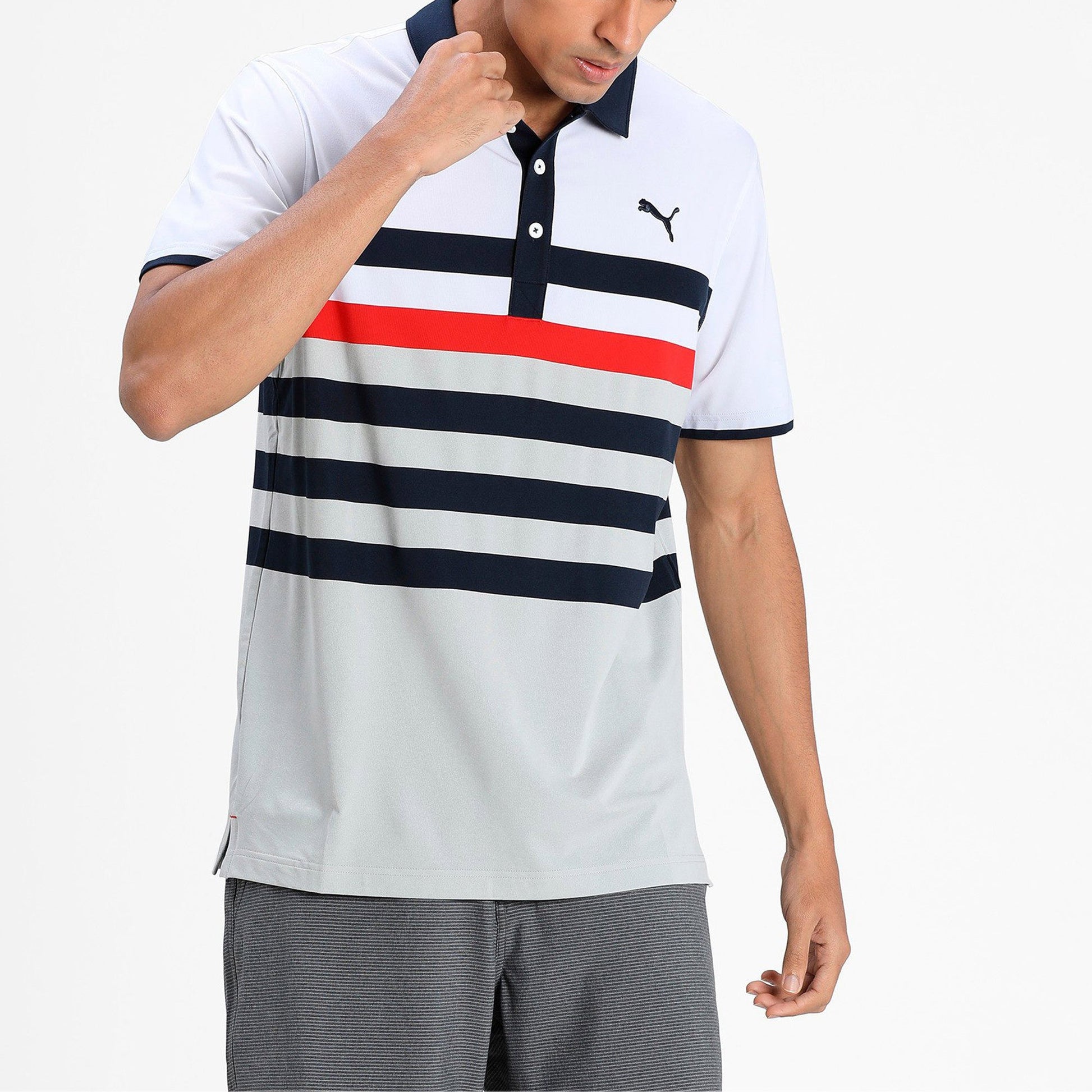PUMA MATTR One Way Polo Shirt 'White Black Red' 599115-01