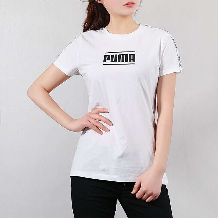 (WMNS) PUMA Large logo Casual Short Sleeve White 845059-02