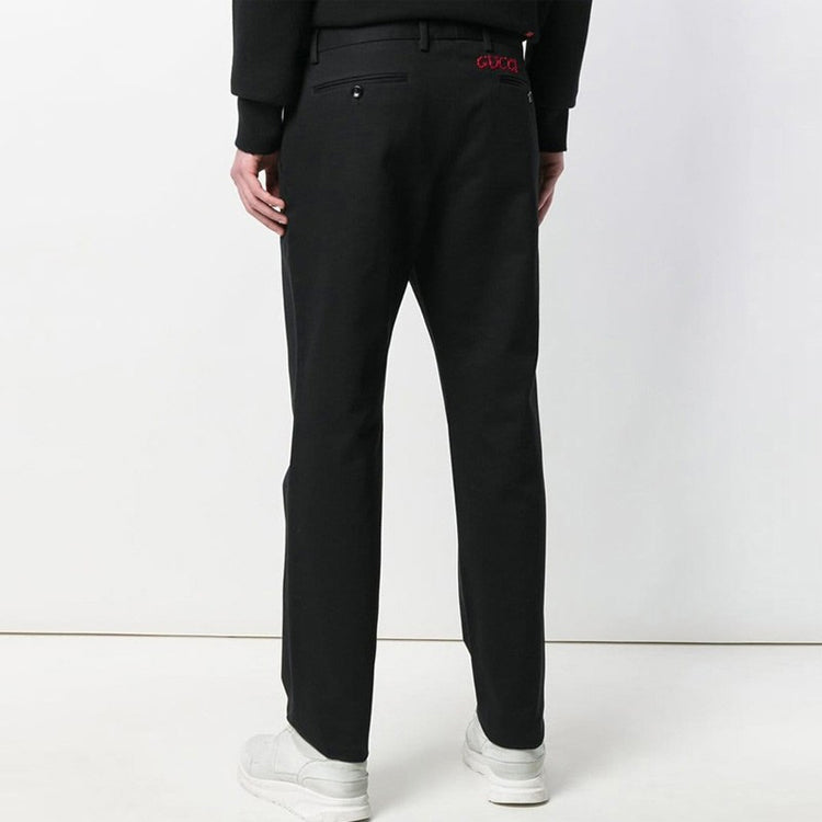 Men's Gucci SS21 Solid Color Cotton Casual Loose Long Pants/Trousers Black 519546-Z396H-1000