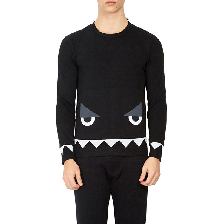 Men's FENDI Pattern Printing Long Sleeves Black FAF522A535F0GME