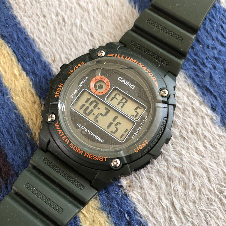 CASIO Waterproof Sports Dark Green Digital W-216H-3BVDF