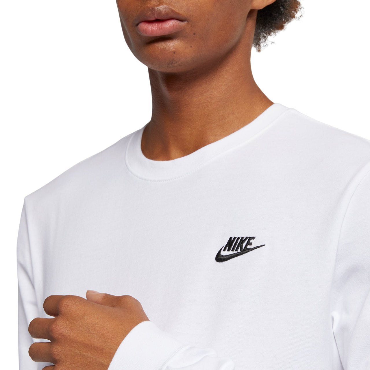 Men's Nike Embroidered Logo Loose Sports Running Long Sleeves White T-Shirt AR5194-100