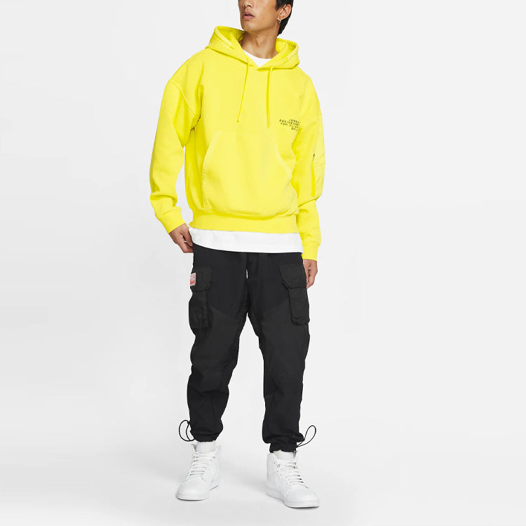 Air Jordan 23 Engineered Casual Sports Hooded Knitted Printed Sweater For Men Yellow CV2768-731