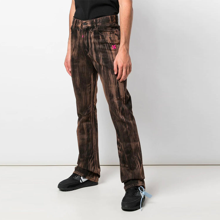 Off-White Printing Pattern Casual Jeans Slim Fit Version Yellow OMYA065R20E540285428