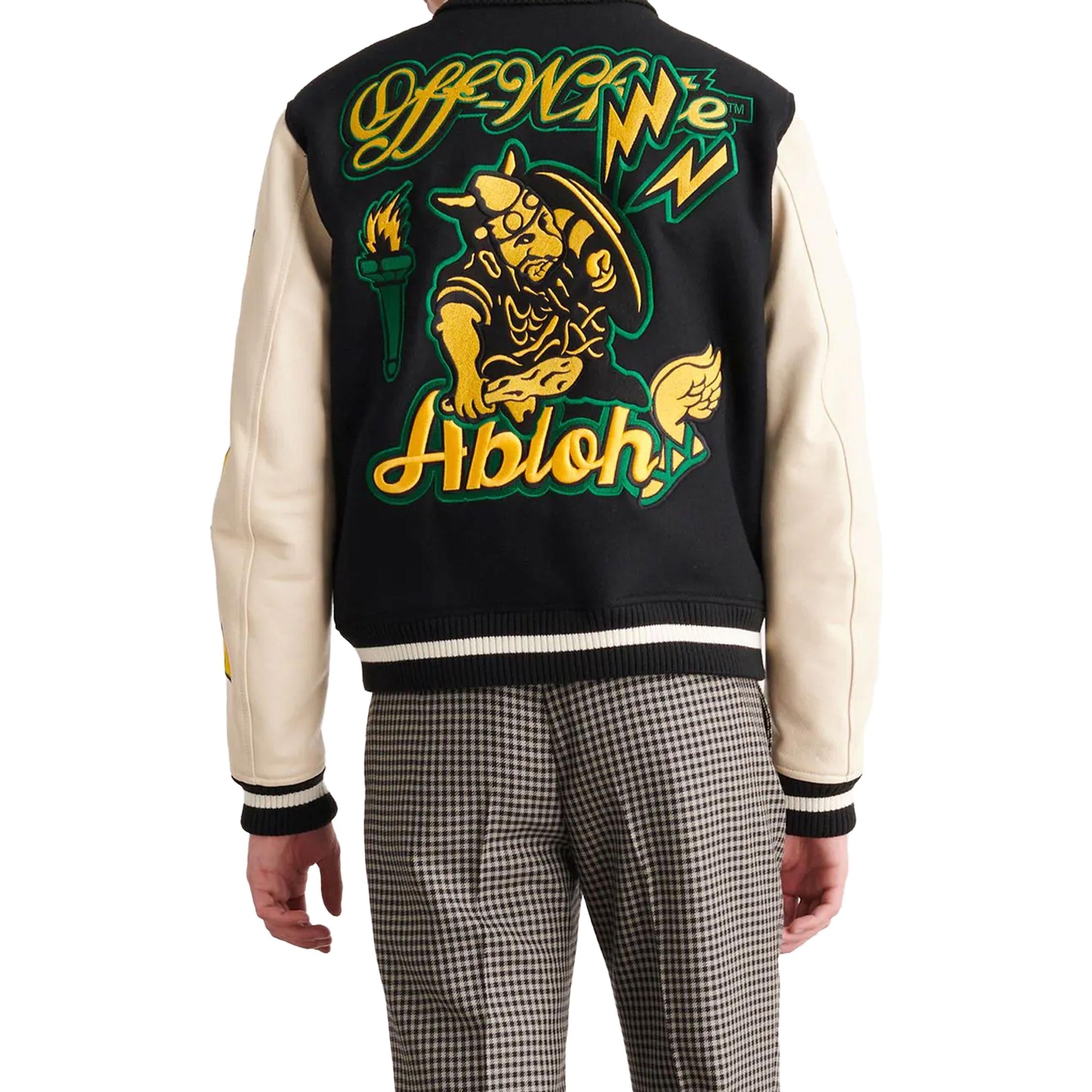Off-White Logo-Patch Varsity Jacket 'Black' OMJA059F22LEA0011018