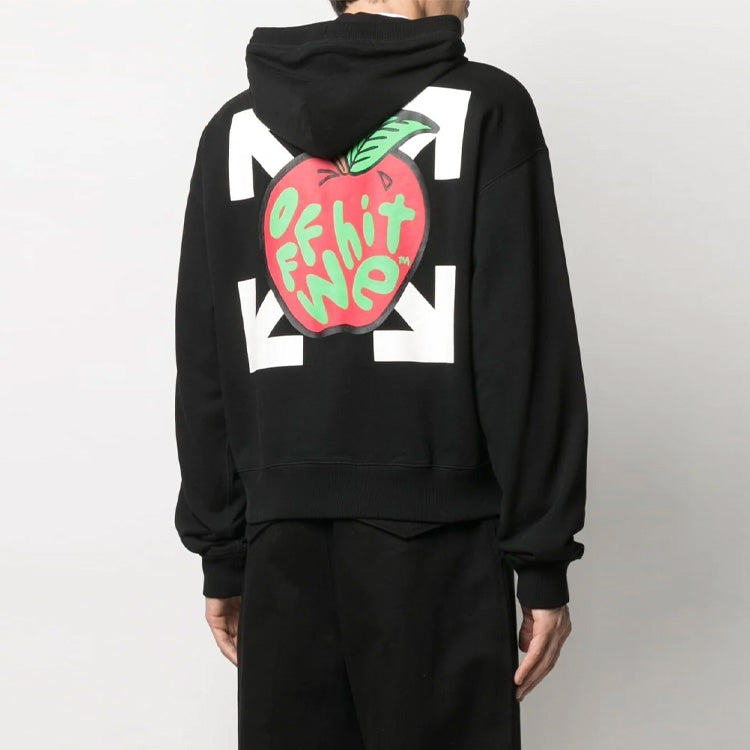 Off-White SS21 Pattern hooded Long Sleeves Loose Fit Black OMBB073S21FLE0081025