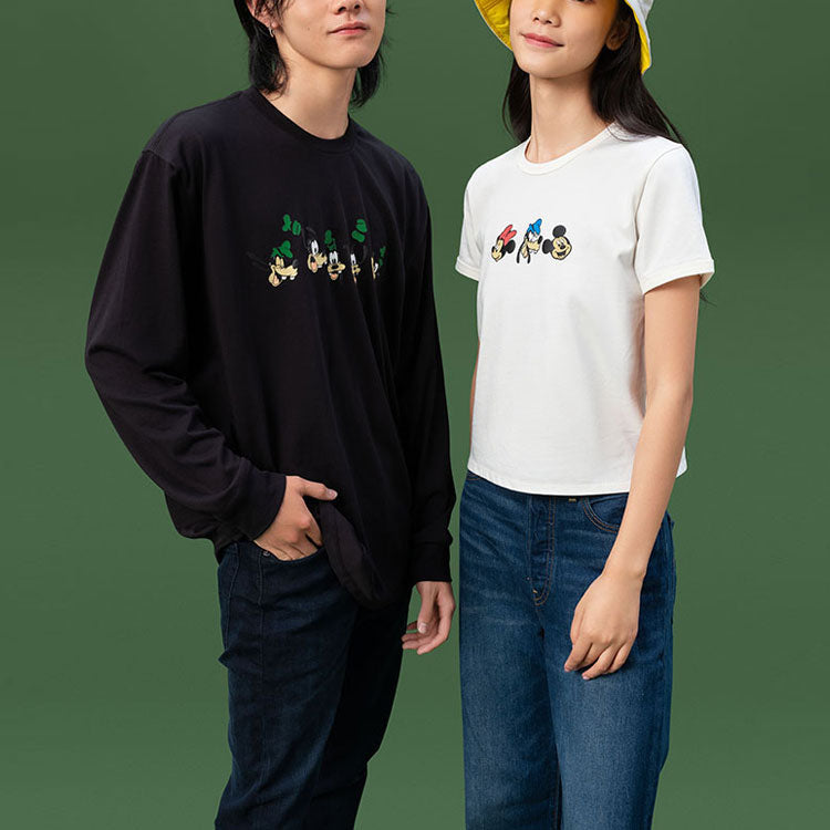 Men's Levis x DISNEY Mickey Crossover Cartoon Printing Long Sleeves Black A0881-0000