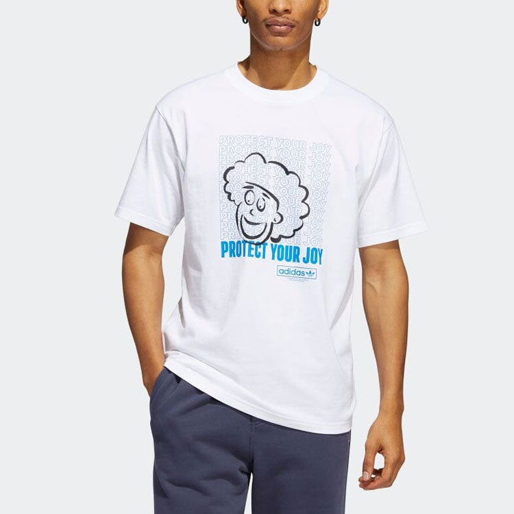 adidas Cartoon Character Pattern Printing Round Neck Short Sleeve Japanese Version White T-Shirt HC0176