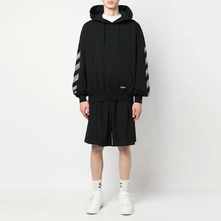 Off-White Scribble Diag-print Cotton Hoodie 'Black' OMBB110S23FLE0051001
