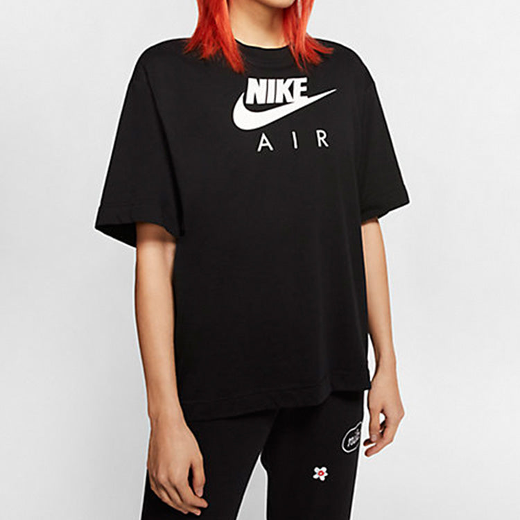 (WMNS) Nike Air Alphabet Logo Printing Sports Short Sleeve Black CJ3106-010