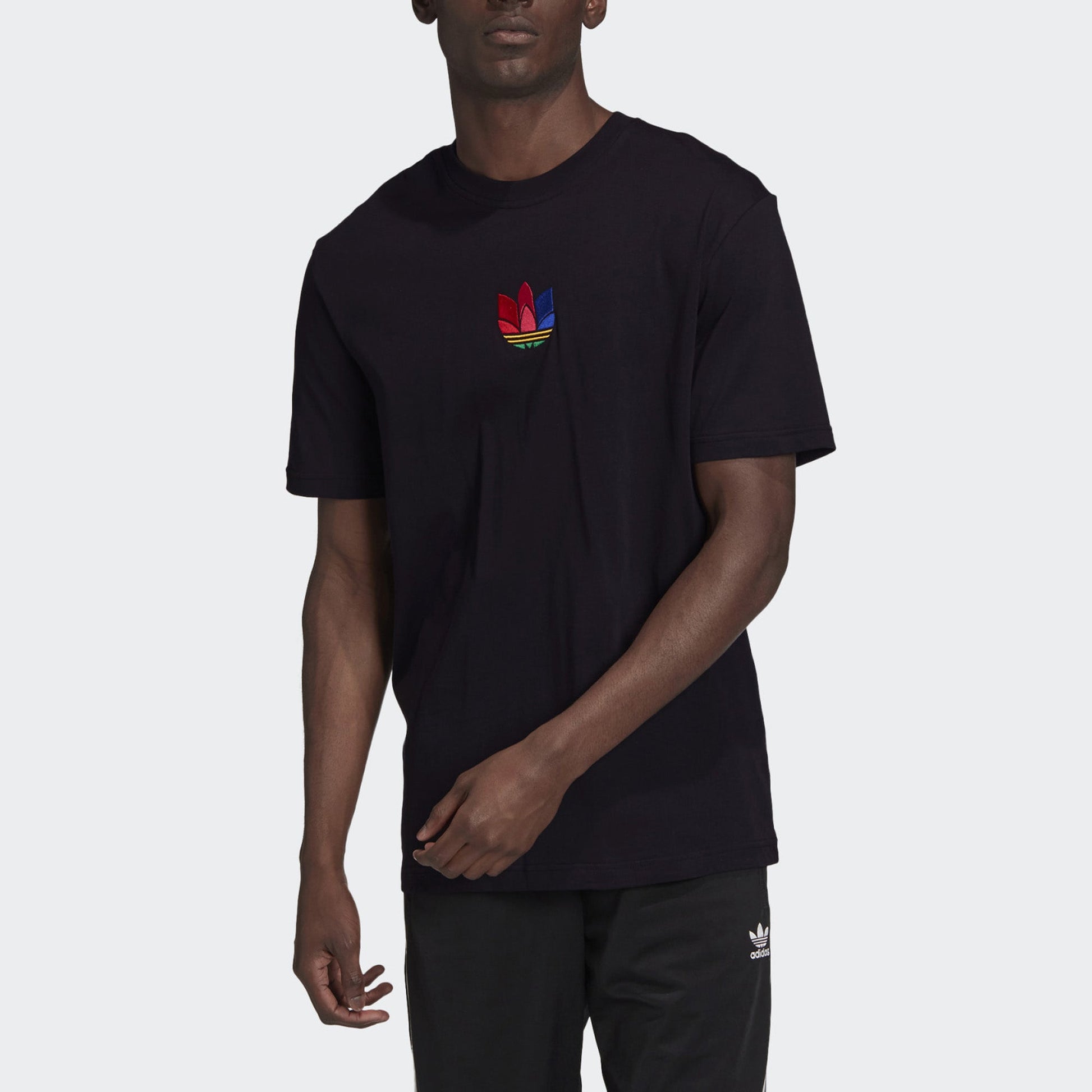 adidas originals 3d Trefoil Tee Casual Logo Round Neck Short Sleeve Black GE0829