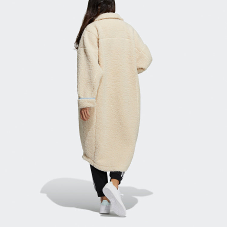 (WMNS) adidas Originals Lamb's Wool Long Coat 'Cream Yellow' HC0308