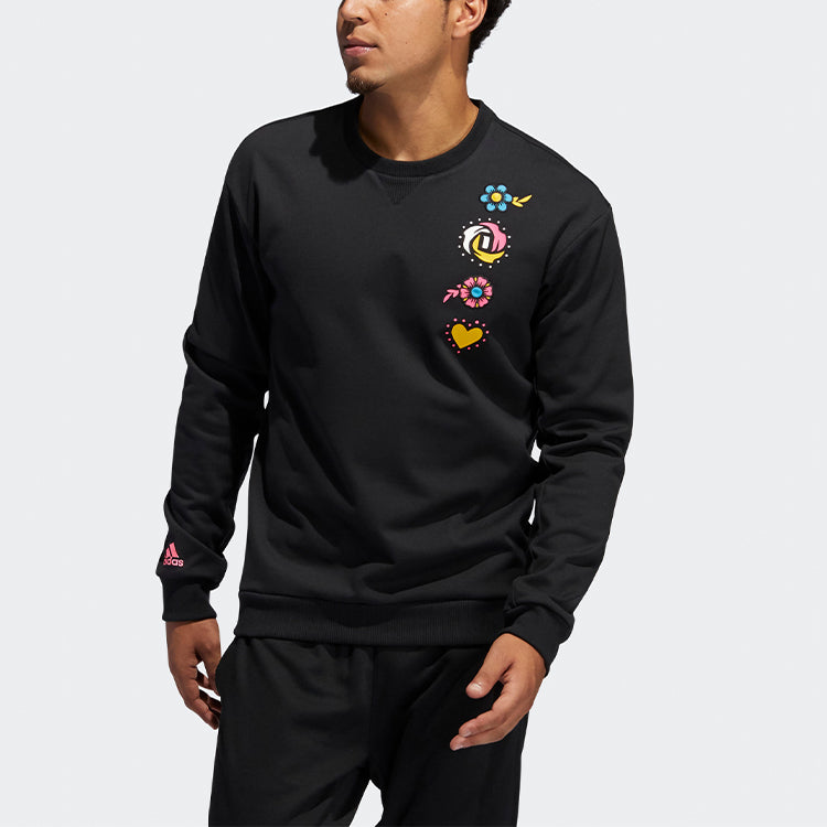 adidas Printing Round Neck Sports Pullover Black GP6260