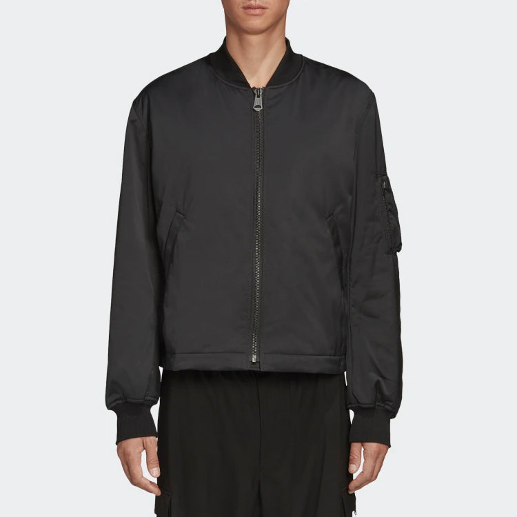 Men's Y-3 Japanese Embroidered Adornment Long Sleeves Aviator Jacket Black FS3464