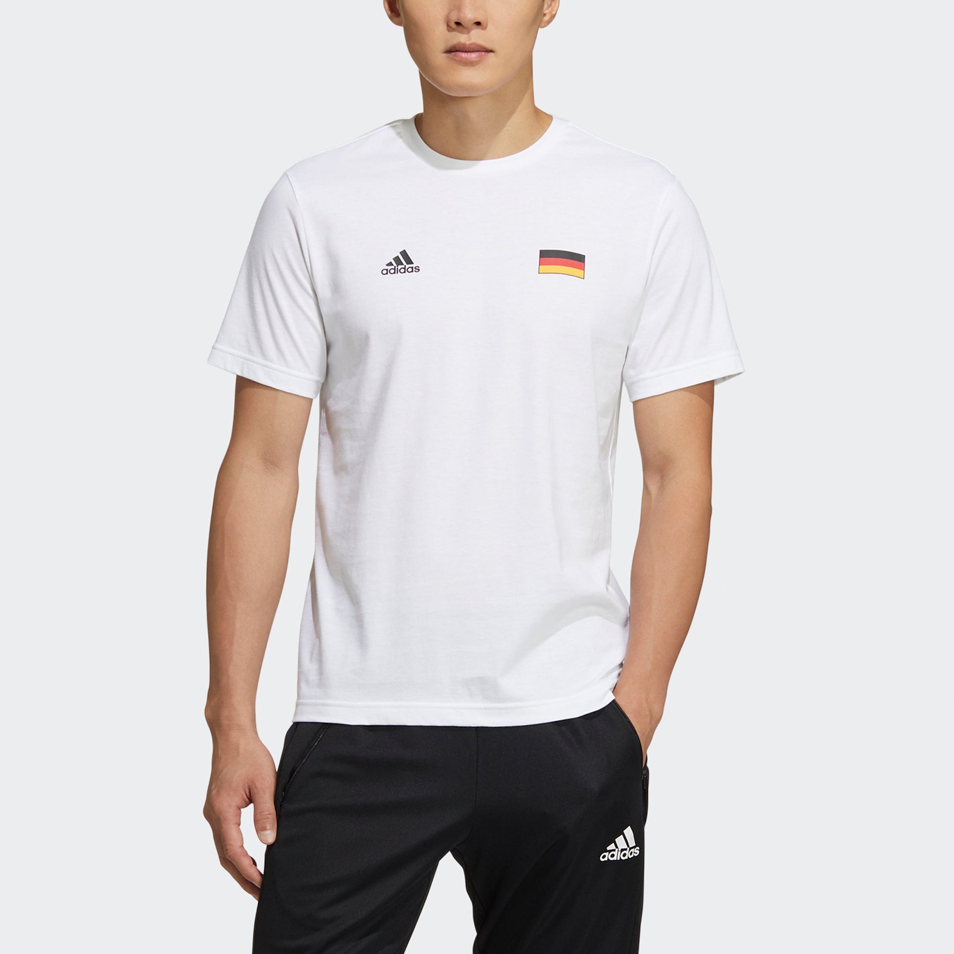 adidas I Am Germany Soccer/Football Sports Knit Round Neck Short Sleeve White GL1997