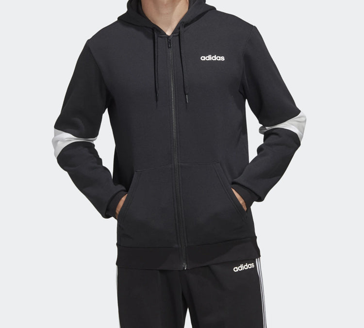 adidas Contrasting Colors Sleeve Training hooded Zipper Cardigan Black FJ6278