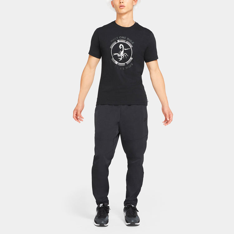 Nike FC Soccer/Football Sports Printing Pattern Round Neck Short Sleeve Black DC0248-010