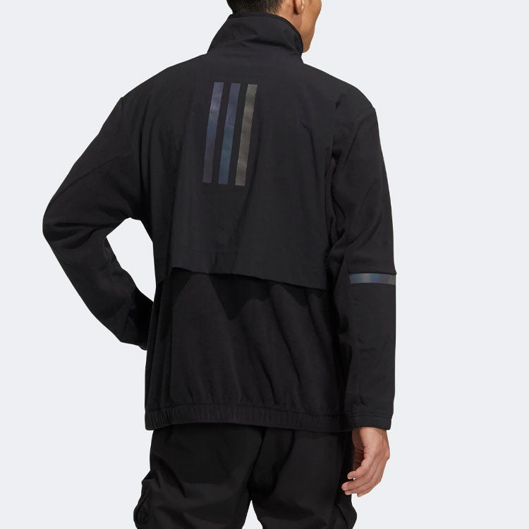 adidas Outdoor Sports Cardigan Round Neck Pullover Couple Style Black HE7371