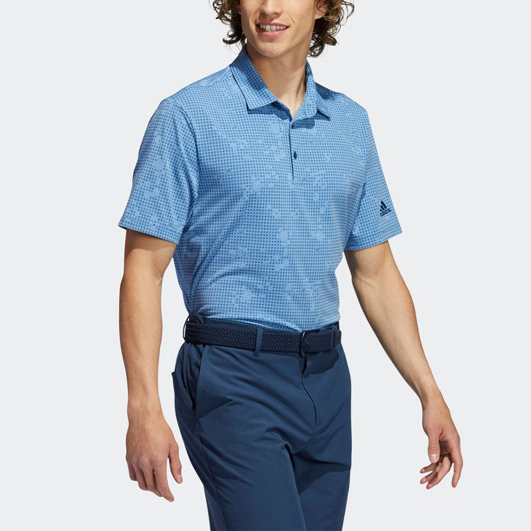 adidas Night Camo Polo Golf Sports Short Sleeve Polo Shirt Blue GU2666