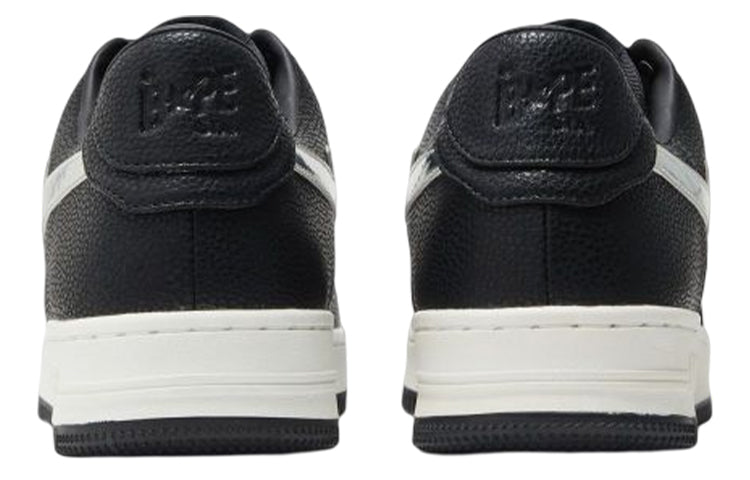 (WMNS) A BATHING APE Sta Leather Low 'Black White' 1I70-291-016-BLCKWHITE