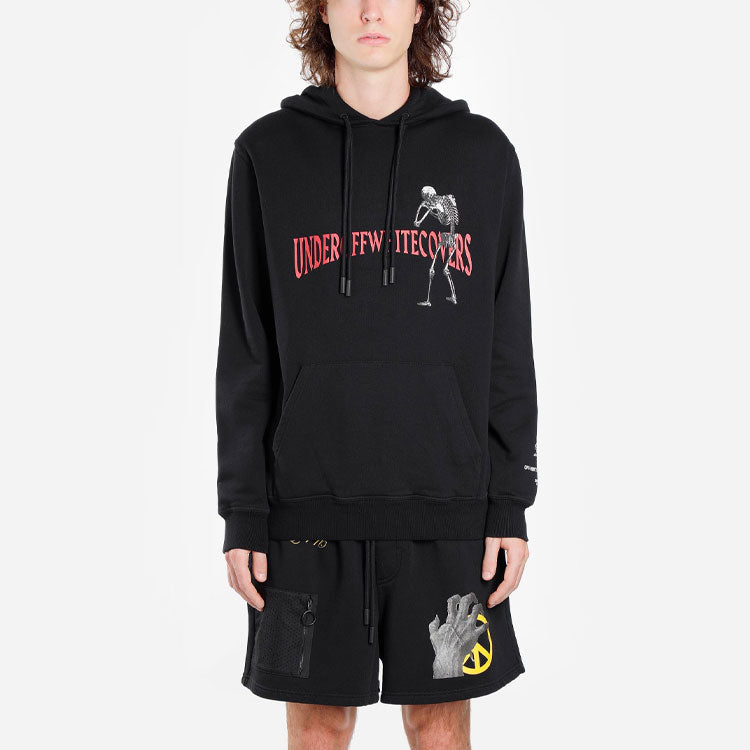 Off-White x UNDERCOVER Crossover Skeleton Printing hooded Long Sleeves Black OMBB046G197620101088