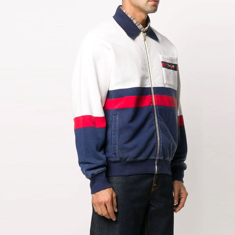 Gucci Web Detail Panelled Zip-Up Cardigan 'White Blue' 625402-XJCOD-9059