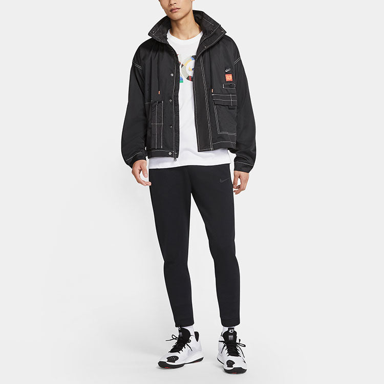Men's Nike KD Swoosh Embroidered Pattern Woven Basketball Jacket Asia Edition Black CV2404-010