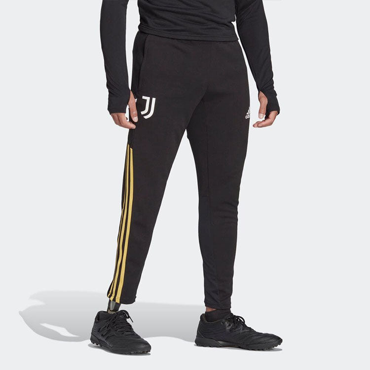 Men's adidas Contrasting Colors Stripe Logo Straight Soccer/Football Pants Juventus Black HG1355