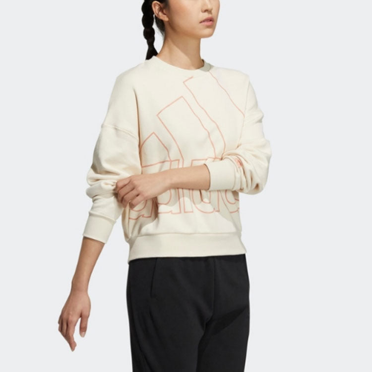 (WMNS) adidas Big Logo Printing Casual Sweaters 'White' HM9381