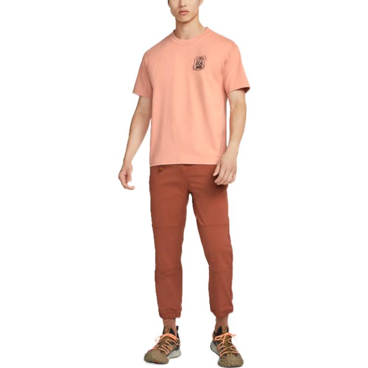 Men's Nike ACG Minimalistic Alphabet Logo Printing Casual Round Neck Short Sleeve Pink T-Shirt DR7758-824