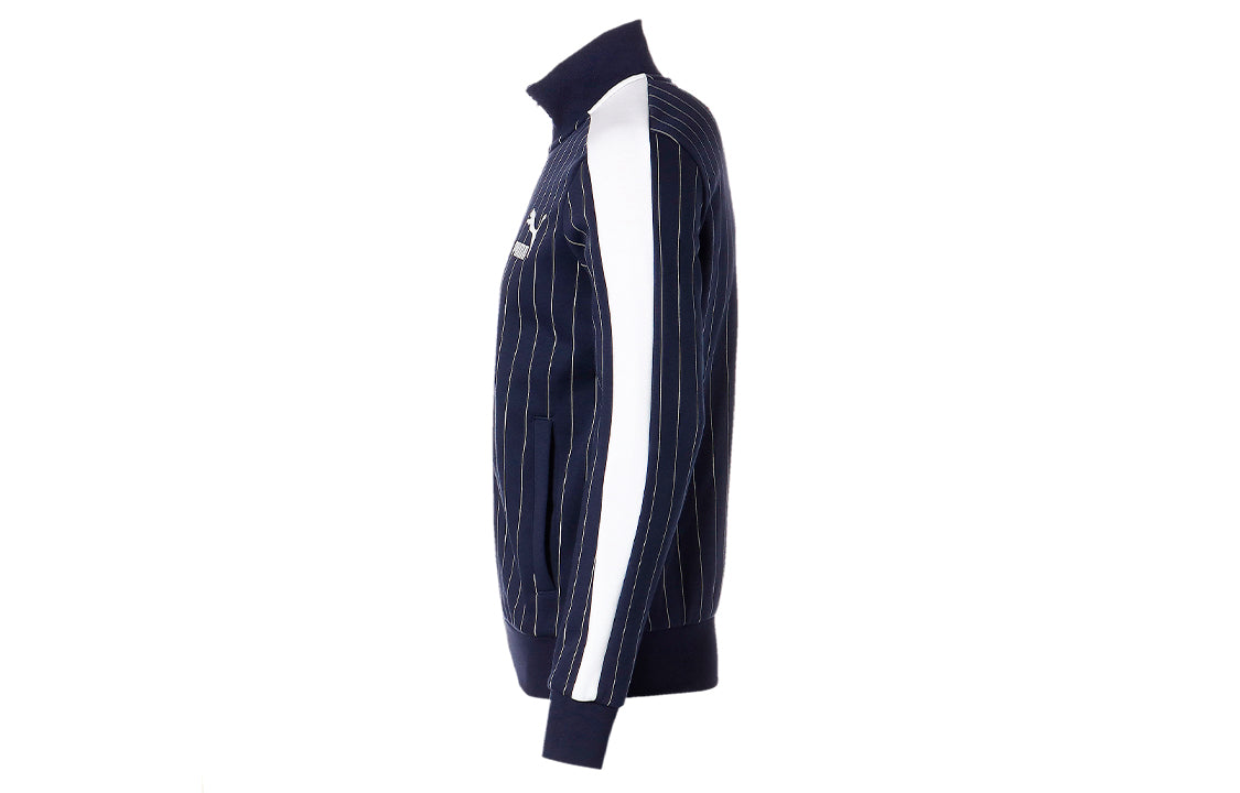 PUMA Pinstripe Cardigan Casual Stand Collar Fleece Lined Jacket Blue 530177-06