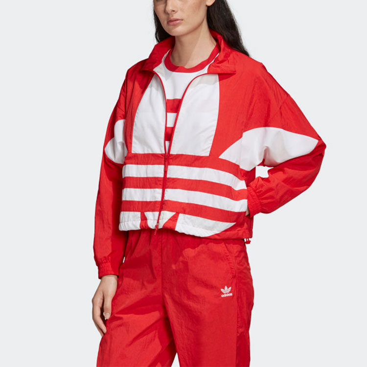 (WMNS) adidas originals LRG LOGO TT Large logo Sports Jacket Red FM2585