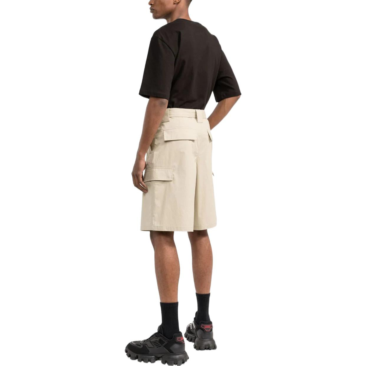 Men's Off-White SS22 Solid Color High Waist Minimalistic Bermuda Shorts Version Beige OMCB059S22FAB0011700