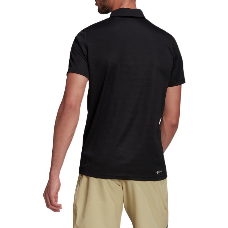 adidas Solid Color Tennis Sports Short Sleeve Polo Shirt Black HC2716