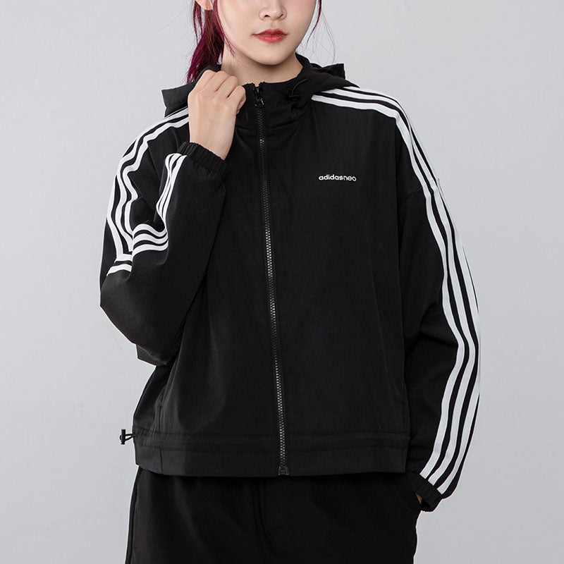 (WMNS) adidas Neo SS Track Top Jackets 'Black White' H18578