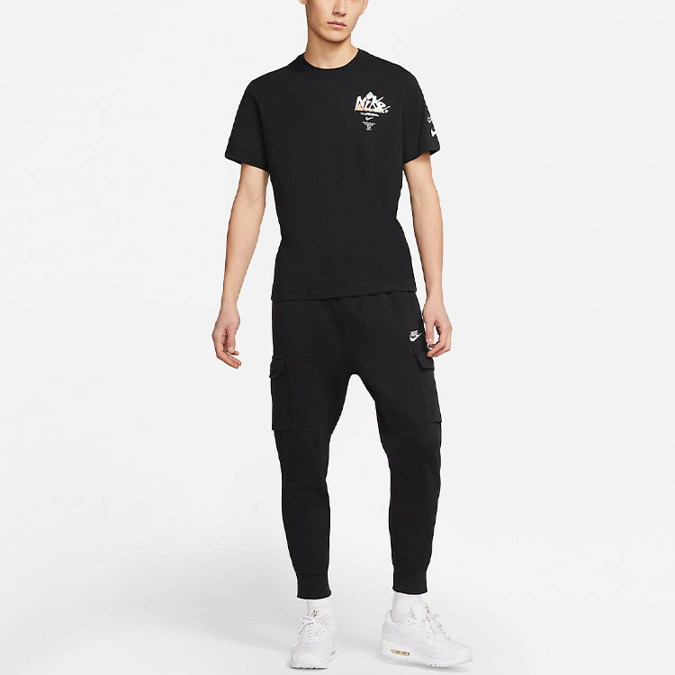 Nike Sportswear Print Casual Sports Short Sleeve Black DB6136-010