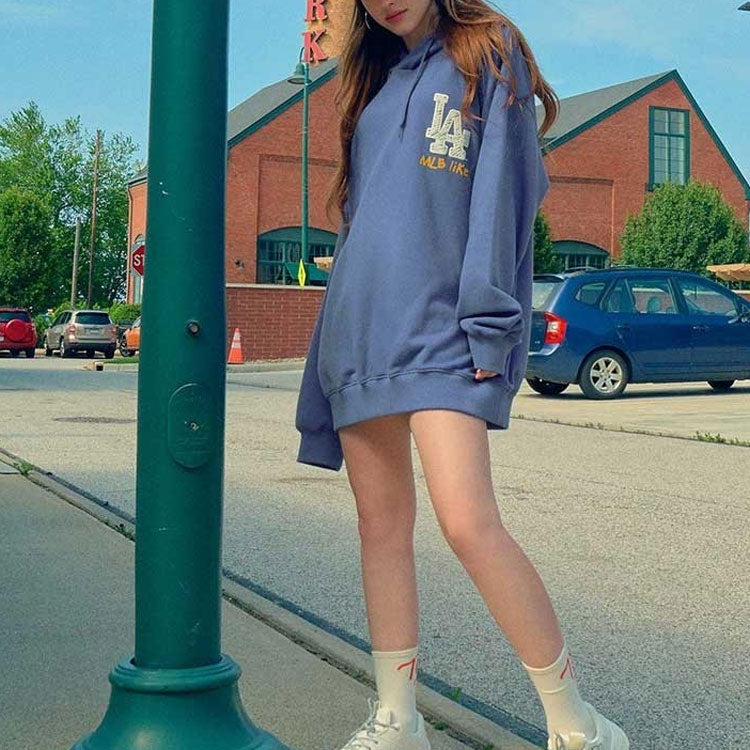 MLB LIKE Series Los Angeles Dodgers Graffiti Printing hooded Long Sleeves Unisex Blue 31HD05941-07U