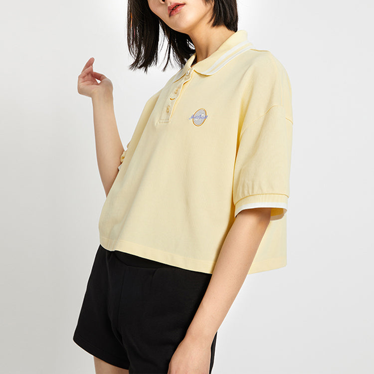 (WMNS) Converse Logo Colorblock Short Cream Yellow Polo Shirt 10022783-A01