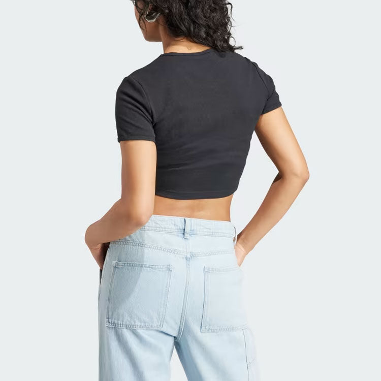(WMNS) adidas originals Essentials Rib T-Shirt 'Black' II8057