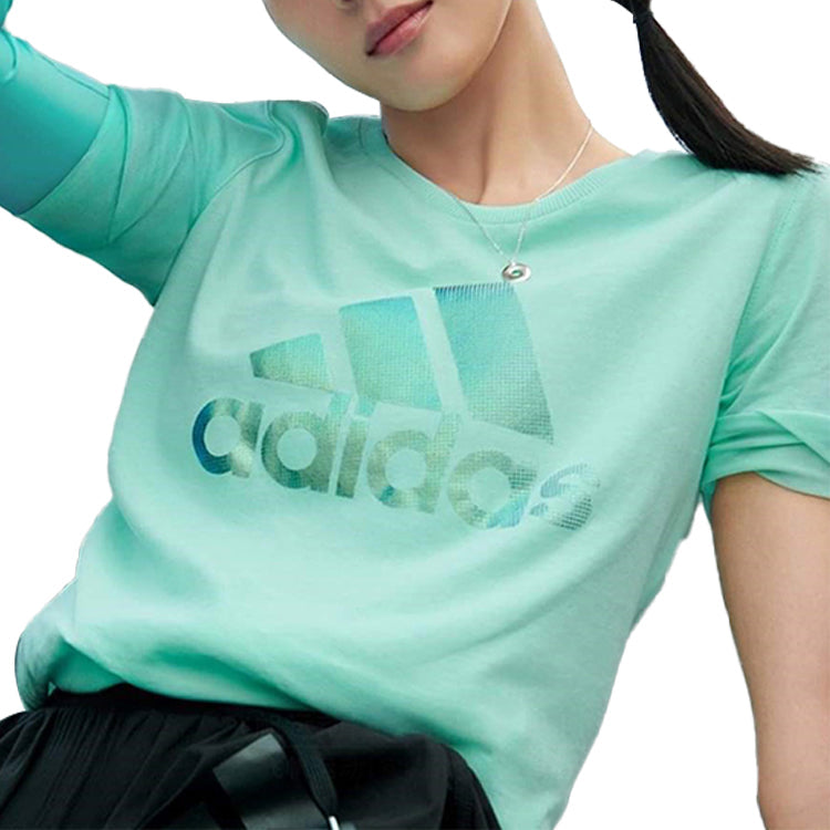 (WMNS) adidas Alphabet Logo Printing Sports Short Sleeve Mint Green DY8613